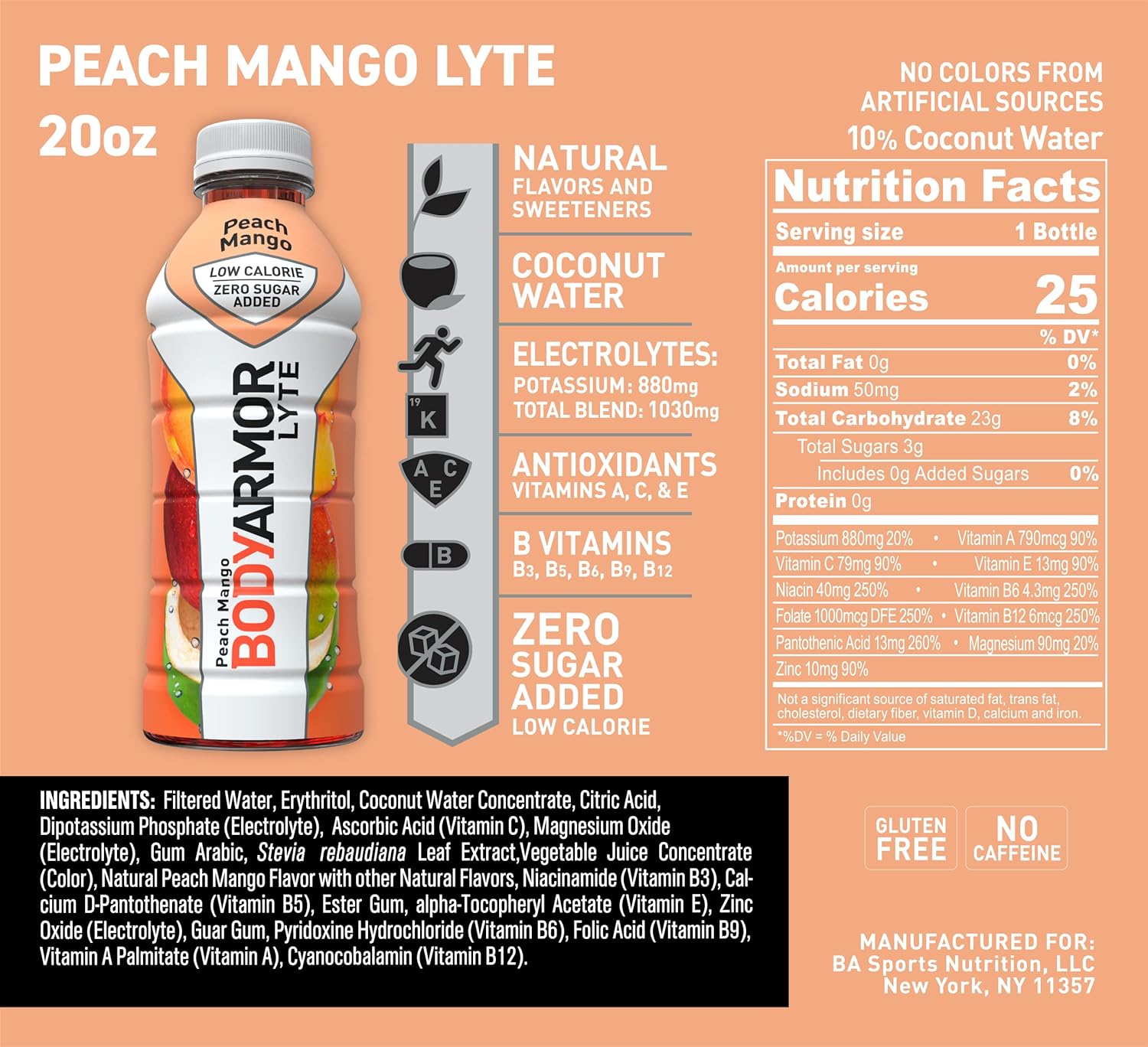 BODYARMOR LYTE Sports Drink Low-Calorie Sports Beverage， Orange Clementine - Orange Citrus， Natural Flavors With Vitamins， Potassium-Packed Electrolytes， Perfect For Athletes， 16 Fl Oz (Pack of 12) - Image 2
